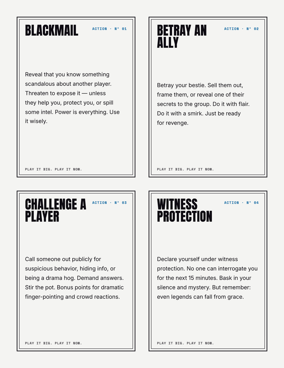 Example action cards from Hold Your Breath
