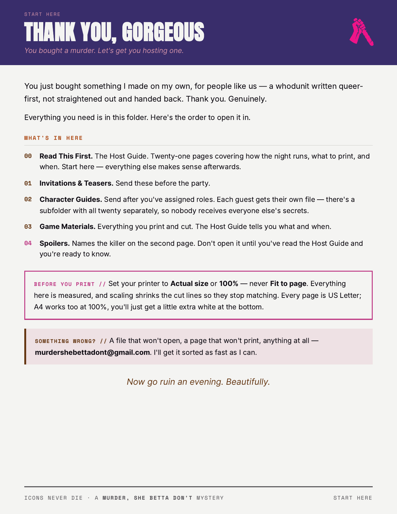 Icons Never Die — A Queer Murder Mystery Party Kit