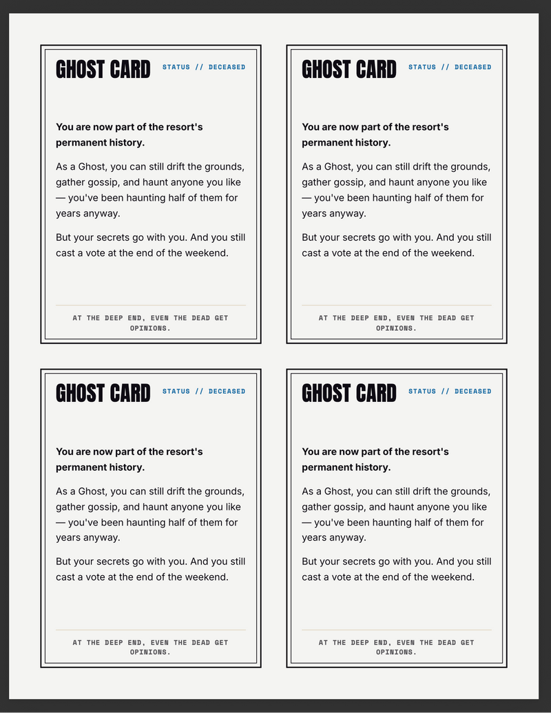 Ghost cards for players who've been murdered in Hold Your Breath